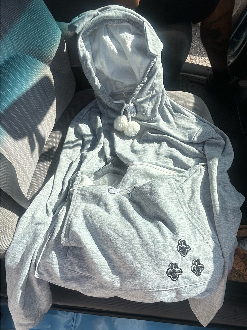 Cozy Grey Pet Hoodie with Paw Print Pocket